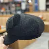 Chapéu Oitavado de Pelúcia com Orelhas Fofas para Mulheres Outono e Inverno Versão Coreana Desenho Animado Versátil Celebridade da Internet Estudante Chapéu de Boina Tendência