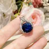 Joias Camélia Transfronteiriça Novo Natural Imitação Azul Tesouro Pingente conjunto Luxo Totalmente Diamante Design de Indústria Pesada Anel Tesouro Colorido