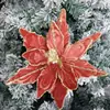 Nuevas Decoraciones Navideñas Transfronterizas 28 cm de Alto Terciopelo de Alta Gama Flores Navideñas Simuladas Guirnalda para Árbol de Navidad Adornos de Ratán