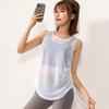 Camiseta Deportiva sin Mangas de Verano Desgastada con Cordón para Mujer, Top Trendy para Correr y Yoga, Transpirable y de Secado Rápido