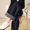 Jeans Rectos para Mujer, Nuevo Estilo de Verano, Cintura Alta, Adelgazantes, Pantalones de Pierna Ancha Fluidos, Cinturilla Bordada, Corte Holgado, Pantalones Casuales Versátiles