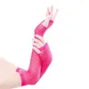 Guantes de Red para Pescar Malla Elástica Ojos de Red Guantes Largos Disfraz para Actuación en Escenario Combinación Accesorios Crossdressing Guantes Sexy de Medio Dedo