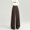 Jeans de pierna ancha color café para mujer 2024 otoño nuevo este año populares explosiones Maillard holgados ajustados rectos pantalones