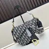 Bolso de Hombro Cruzado para Mujer D Brand, Nuevo y Moderno, Bolso de Hombro, Bolso Silla de Montar, Bolso de Mano Bordado Azul, Bolso de Mano con Estampado Completo