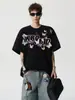 Camiseta de Manga Corta con Estampado de Letras Estilo High Street Americano para Hombre, Marca de Verano de Moda, Retro, de Gama Alta, Casual, Versátil, Top de Media Manga