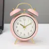 Reloj despertador falso de metal de 4 pulgadas, simple, para despertar estudiantes, pequeño, decoración para mesita de noche de dormitorio