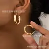 Set de 3 piezas de pendientes redondos huecos lisos de metal de estilo simple transfronterizo europeo y americano pendientes de moda para mujer fabricantes rectos