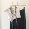 Bufanda de Lino y Seda Azul Tie-Dye para Mujer 2026 Primavera/Verano Nuevo Versátil Artístico con Cuentas Accesorio para el Cuello