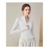 Jaqueta de Yoga de Veludo Espesso Estilo Primavera Feminina Cardigã com Zíper Gola Alta Emagrecedor Elástico Manga Longa Top Quente