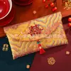 Envelopes Vermelhos Criativos de Luxo Feitos de Tecido Brocado, Presente Auspicioso para Reunião de Mês Cheio, Pacotes Vermelhos, Sacolas de Lembrancinha, Dez Mil Yuan