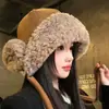 Chapéu de Orelha de Inverno para Deslocamento Diário Lã de Cordeiro Quente Anti-frio Chapéu Casual Pulôver com Amarração Chapéu Lei Feng