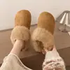 Pantuflas mullidas estilo retro con diseño de punta cerrada, pantuflas de invierno 2026 para mujer estilo Birkenstock de suela gruesa, forradas de felpa para abrigar, y cómodas botas de nieve