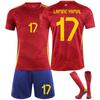 Roupas de treino de futebol 2425 Camisa principal da Espanha para a Copa dos Campeões Europeus nº 9 Garvey 26 Pedre 7 Morata 16 Rhodes
