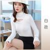 Camisa Base de Design em Caxemira com Gola Meia-alta Elástica para Mulheres, Peça Externa, Pequeno Conjunto, Peça Interna, Top Sexy Vazado Slim