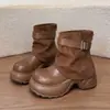 Botas Martin de Plataforma para Mujer 2026 Nuevas Otoño/Invierno Felpa Plus Botines Acortadores de Altura Botas Holgadas para Mujer Acortadores de Altura con Botas para Falda