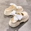Sandalias Casual Dulces para Mujer con Suela Gruesa y de Plataforma Estilo Nuevo Verano 2025 Nudo de Lazo Puntera Cubierta Calzado de Exterior para Mujer