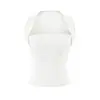 Top strapless sexy de cuello cuadrado estilo americano para mujer, ropa de playa de verano, puro y seductor, camisola sexy sin mangas ajustada