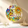 Plato colgante bohemio pintado de gran venta transfronteriza, decoración artística redonda para ventanas del hogar, adorno colgante de acrílico, personalizable