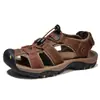 Sandálias Masculinas Europeias e Americanas Novas Dropshipping Tamanho Grande Sandálias de Couro Masculinas para Exterior Esportivas Sandálias de Praia Masculinas de Dedo Verdes