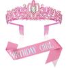 Decoración de fiesta de cumpleaños de diosa de celebridades en línea, diadema con corona colorida y correa para el hombro, foto de princesa de cumpleañera