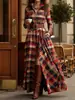 Vestido Irregular Adelgazante a Cuadros Retro Francés para Mujer de Talla Grande Vestido de Diseño Nuevo Europeo y Americano de Amazon
