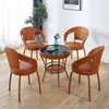 Cadeira de Rattan para Varanda Cadeira de Encosto Único Tecida à Mão Sala de Estar Quarto Uso Doméstico Simples Cadeira de Rattan Giratória Cadeira de Rattan Pequena para Exterior