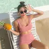 Biquíni feminino de duas peças, biquíni tailandês, moda praia de cintura alta, traje de banho sexy estilo ins coreano para fontes termais, moda praia fresca e estilosa