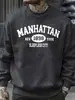 Manhattan Ciudad de Nueva York de las Noches sin Dormir Patrón Sudadera para Hombre Cuello Redondo Pulóver Casual Otoño Streetwear