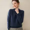 Suéter 100% Cachemir Puro para Mujer, Jersey de Cuello Alto Medio, Engrosado, Corte Holgado, Tejido Elegante, Capa Base Cálida