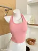 Top de tirantes dulce y picante para niña con almohadillas en el pecho, ajuste ceñido, versátil top de verano para mujer