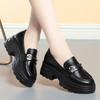 Mocasines sin cordones Nuevos 2023 Zapatos de mujer de suela gruesa con tacón grueso de una sola capa Zapatos de cuero estilo británico de otoño Zapatos de plataforma para mujer