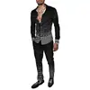 Exportação Europeia e Americana 2025 Nova Moda Casual Tendência Masculina Xadrez Estampado 3D Conjunto de Calça e Camisa de Manga Longa