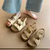 Sandalias de plataforma con velcro de suela gruesa de una tira para mujer, nueva moda de verano 2026, sandalias de playa para exteriores con doble hebilla