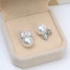 Arete de Plata S925 con Forma de Lazo Distinctivo Pin para Oreja Femenino Zhao Liying 8-10 Pendientes de Perla Accesorios diy 1024