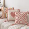Almohada de Sofá Rosa con Penachos Estilo Ins Nuevo Hogar Estilo Amor Fresco Almohada Desmontable Combinación de Almohadas