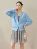 26 Otoño Invierno Más Vendido Cárdigan Cepillado Suéter de Seda de Morera Lana Cachemira Botones de Concha Cuello con Borde Enrollado Color Sólido Elegante Ropa de Abrigo