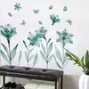 Adesivos de Parede Decorativos Florais Verde Escuro Transfronteiriços para Grandes Áreas de Quarto, Sala de Estar e Paredes de Fundo de Entrada, Autoadesivo de PVC