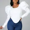 2023 Primavera y Verano Comercio Exterior Nuevo Diseño Europeo y Americano Ropa de Mujer Sentido de Diseño Nicho Manga Abullonada Manga Larga Top Camiseta Abrigo