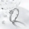 Anillo ajustable de boca suelta apilado Ángel 50 imitación diamante circonita Anillo de boda de cabeza de vaca de 1 quilate seis garras para mujer