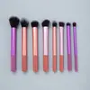 Conjunto de 8 pincéis de maquiagem coloridos de cabo longo para uso transfronteiriço, cores sortidas, conjunto completo de pincéis para pó e blush, pincéis para contorno e sombra, ferramentas de beleza