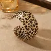Moda Europea y Americana Estampado de Leopardo Pulsera Ancha Abierta en Forma de C de Acetato Comercio Exterior Transfronterizo Pulsera Exagerada con Patrón Geométrico