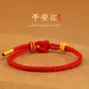 Pulsera de Cuerda Roja con Hebilla Dorada de Perlas Accesorios para Manualidades Cuerda de Mano Tejida a Mano Semicabada para Hombres y Mujeres