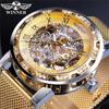 T-WINNER Reloj de Hombre Winner Moda Casual Clásico Popular Diamantes de Imitación Calado Malla con Reloj Mecánico Manual