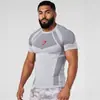 Camiseta de Fitness Cross-Border YOUNGAL Ajustada Masculina Top Esportivo para Treino Secagem Rápida Alta Elasticidade GYMSHARK