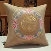 Cojín Bordado Pesado Chino Patrón Fushou Algodón Lino Cojín Bordado para Sofá Hotel B&B Textiles Suaves Cojín Decorativo Funda de Cojín
