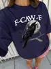 Camiseta Branca de Manga Curta Feminina Plus Size, "F - Caw -"