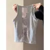 Colete Pequeno de Renda com Alça Feminino Primavera e Verão Camisa Base Curta Meninas Quentes Slim Fit Emagrecedor Top Puro Desejo