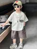 Conjunto de Verano para Niños X247, Conjunto de Dos Piezas Tendencia Estilo Coreano con Camiseta de Manga Corta y Shorts para Niños, Ropa Nueva de Verano para Niños Pequeños