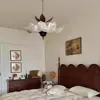Araña de dormitorio retro francesa, nuevo estilo vintage wabi-sabi inspirado en Zen, araña floral para estudio y comedor, lámpara de techo para sala de estar, hierro