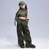 Ropa para Niñas de Danza Jazz Chaleco Camuflaje Traje de Práctica Tendencia de Grupo Femenino Fresca Moderna Ropa de Jazz para Actuación Infantil